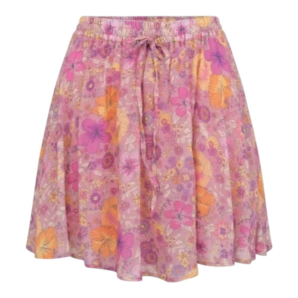 Spell Hibiscus Lane Mini Skirt Pink Purple Orange Floral Small
